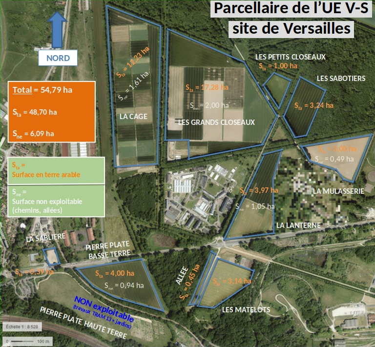 Plan des parcelles du site de Versailles de l’UE Versailles-Saclay