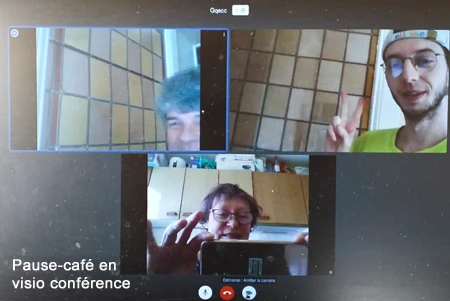Pause-café en viosioconférence : vue d'un écran